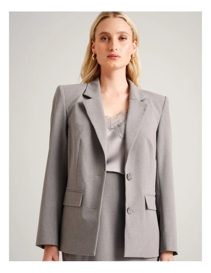Single Breasted Blazer in Silver Grey image 3