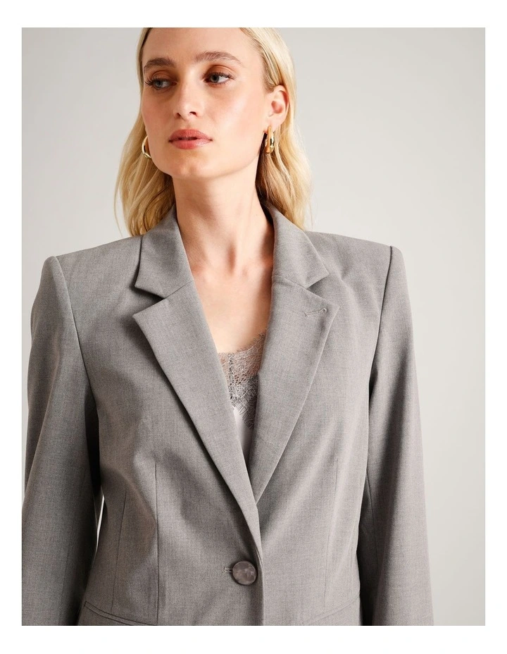 Single Breasted Blazer in Silver Grey image 4