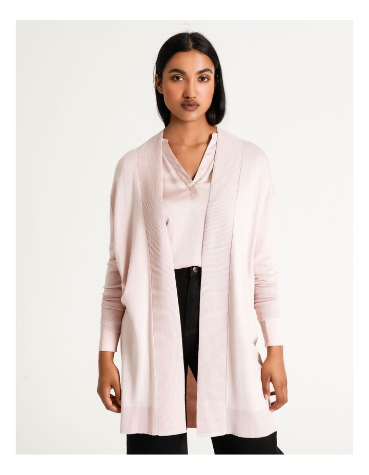 Basque Longline Cardigan In Dusty Pink 
