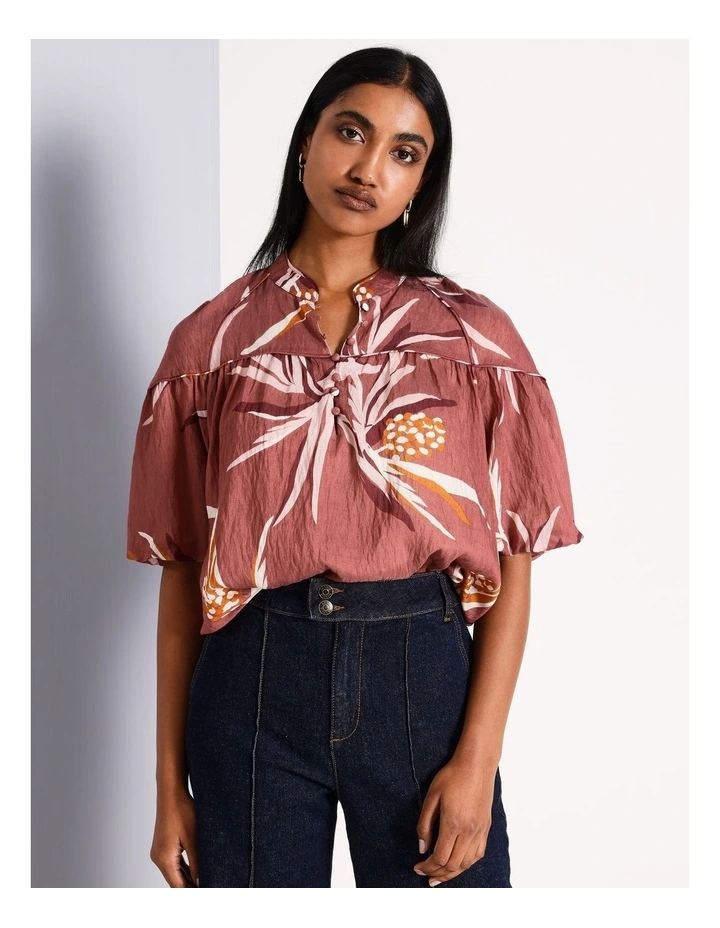 Printed Babydoll Blouse in Assorted image 1