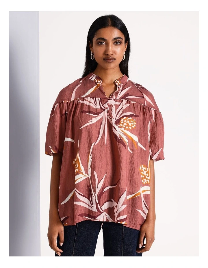 Printed Babydoll Blouse in Assorted image 4