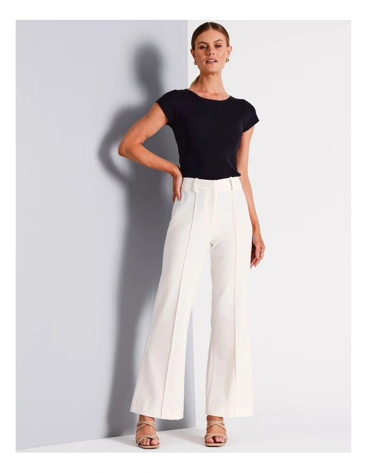 Boat Neck Cap Sleeve Knit Top in Navy image 3