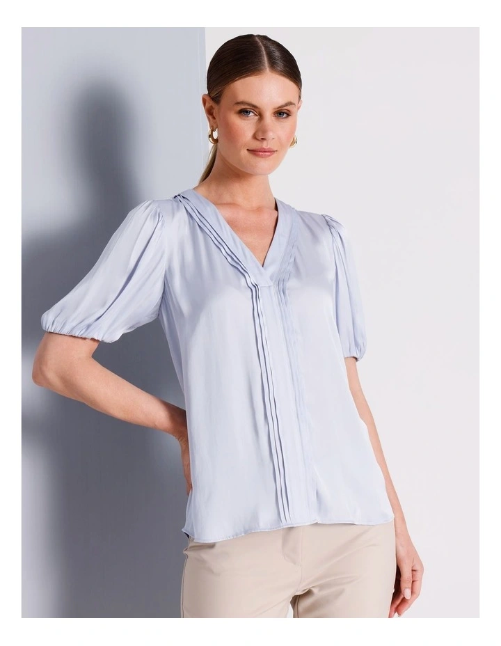Recycled Polyester Satin Blouse in Light Blue image 1