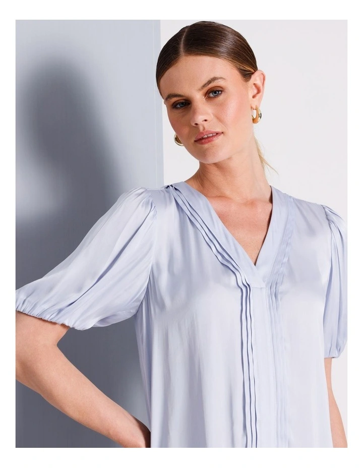 Recycled Polyester Satin Blouse in Light Blue image 2