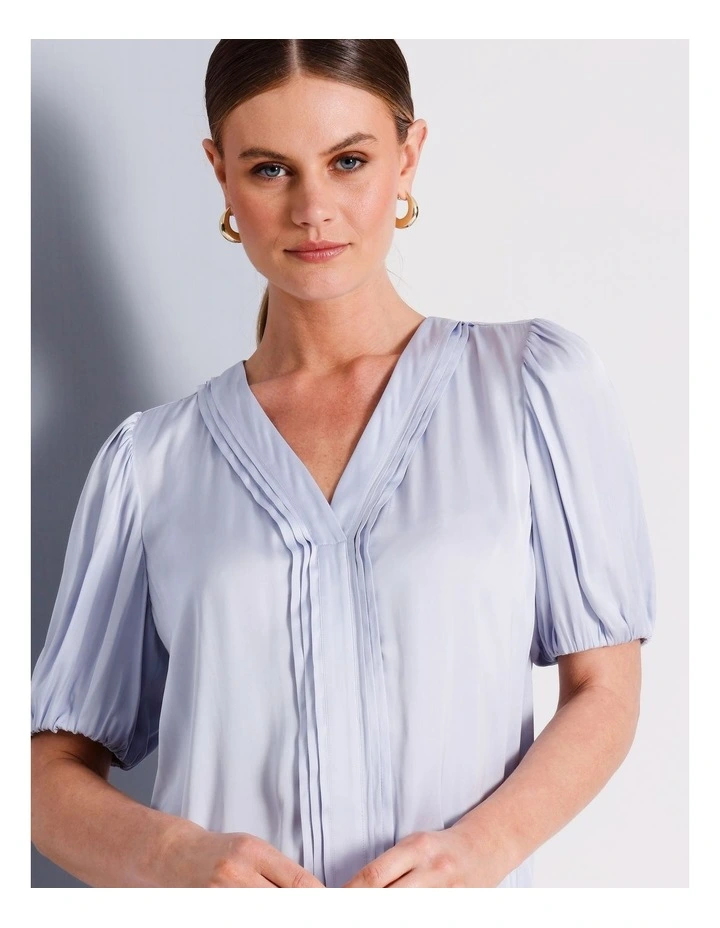 Recycled Polyester Satin Blouse in Light Blue image 4