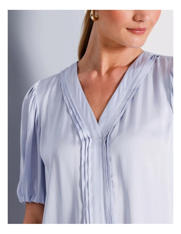 Recycled Polyester Satin Blouse in Light Blue image 5