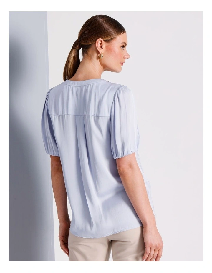 Recycled Polyester Satin Blouse in Light Blue image 6
