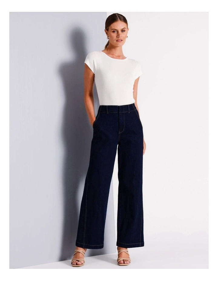 Boat Neck Cap Sleeve Knit Top in Ivory image 3