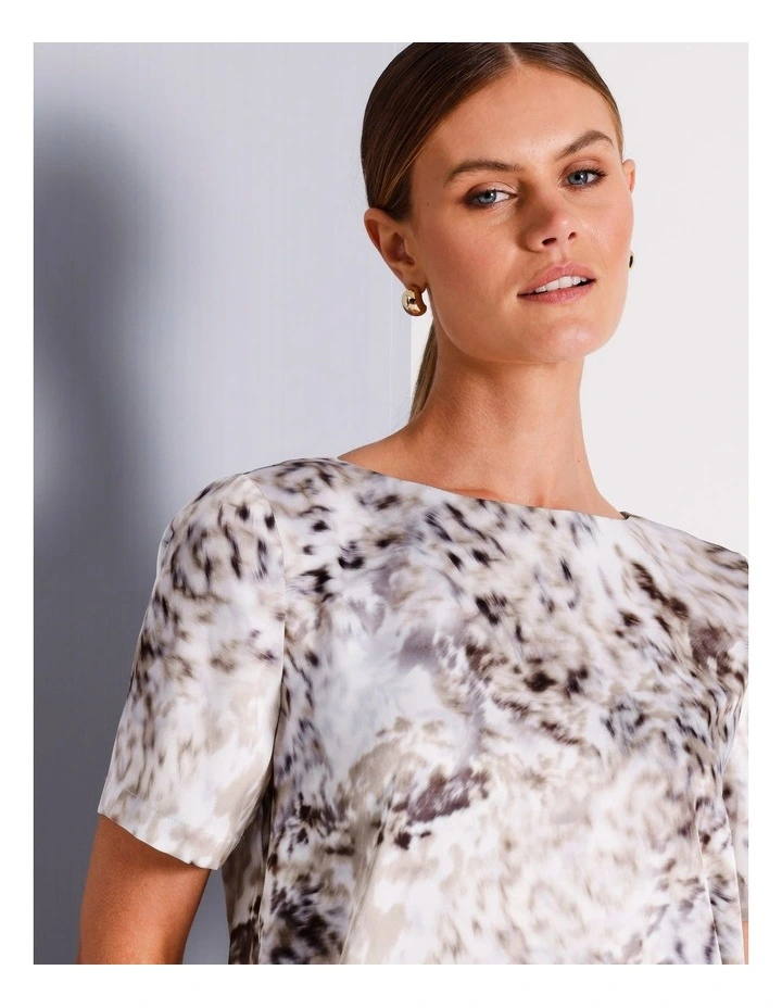 Recycled Polyester Crew Neck Satin Tee in Brown image 2