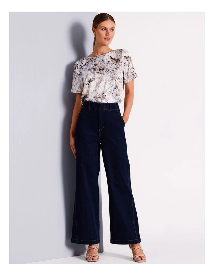 Recycled Polyester Crew Neck Satin Tee in Brown image 3