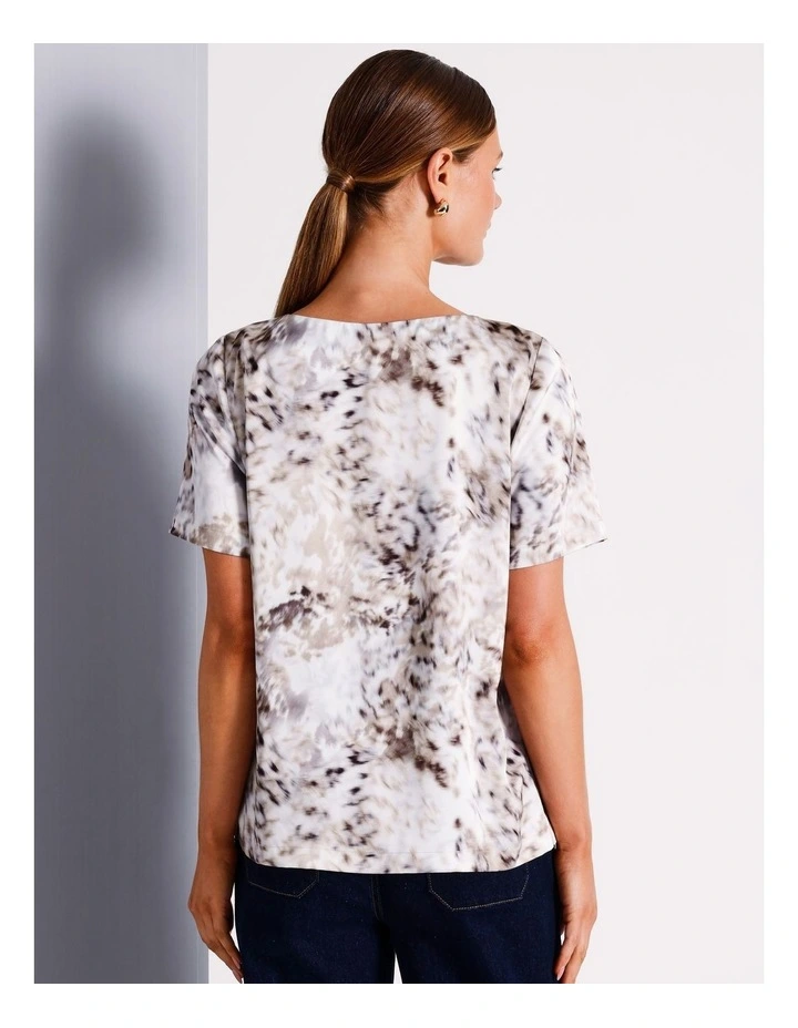 Recycled Polyester Crew Neck Satin Tee in Brown image 5