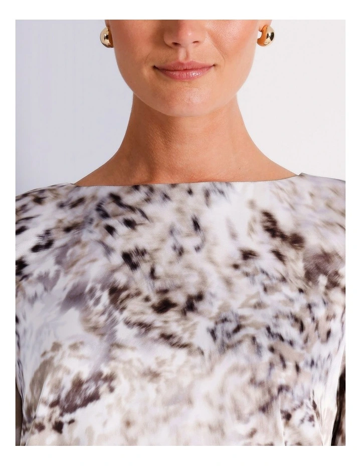 Recycled Polyester Crew Neck Satin Tee in Brown image 6