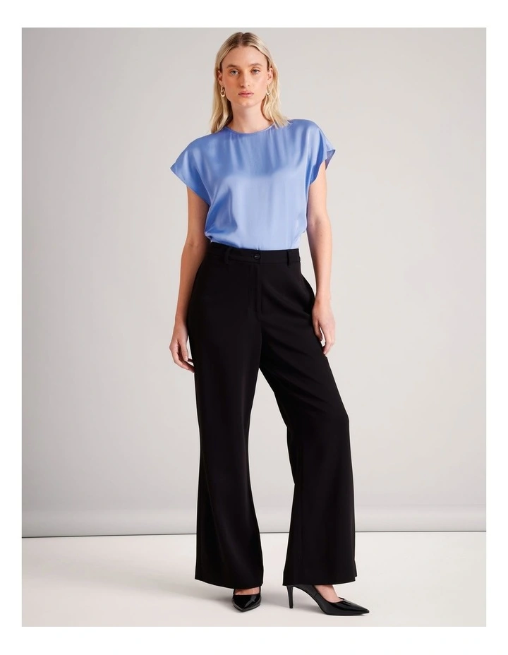 Gathered Side Satin Top in Hydrangea Blue image 7