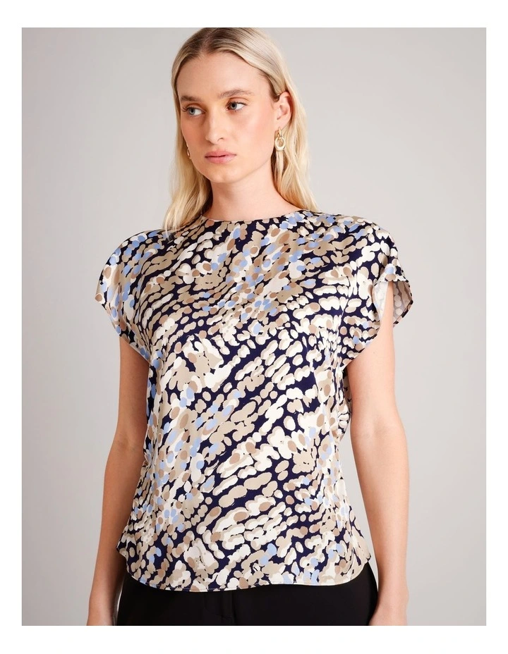 Gathered Side Satin Top in Paint Spots image 1