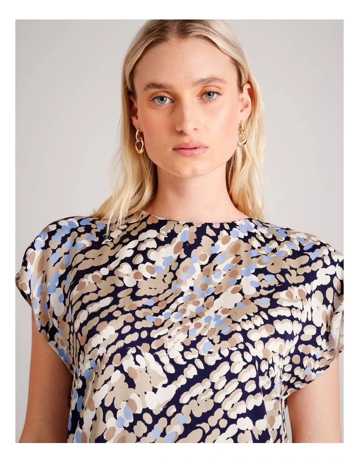 Gathered Side Satin Top in Paint Spots image 2