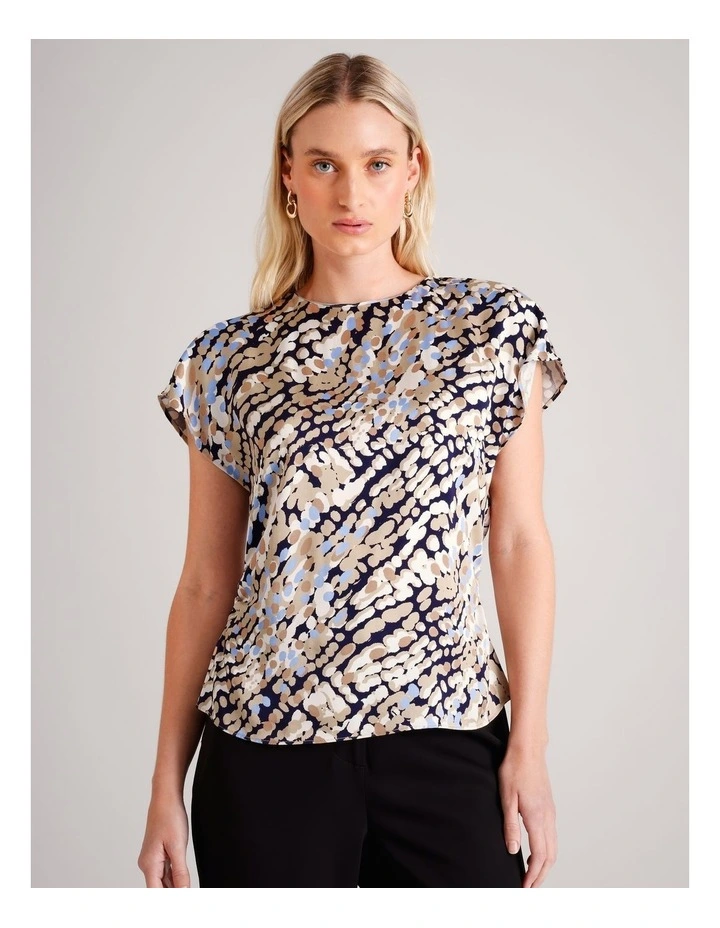 Gathered Side Satin Top in Paint Spots image 4