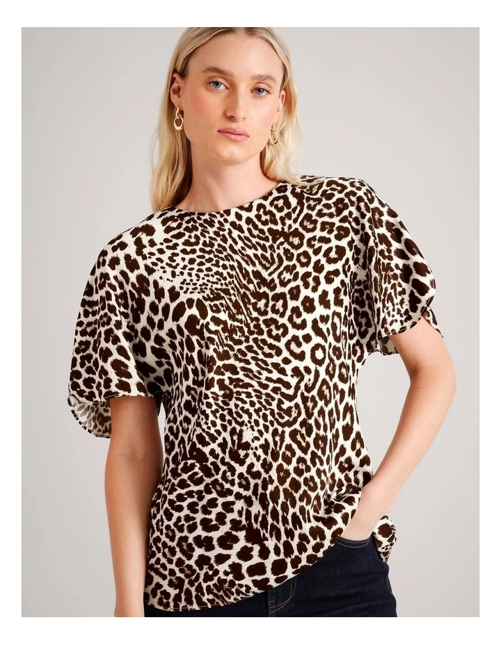 Sustainable Viscose Blend Split Sleeve Satin Blouse in Assorted image 1