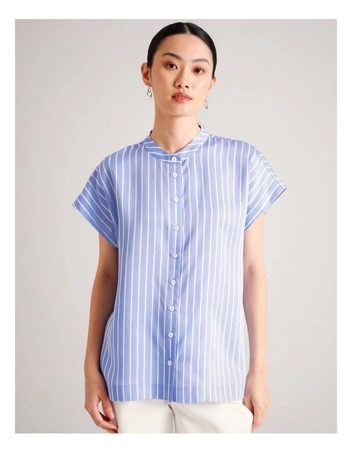 Lyocell Wrap Shirt in Cornflower image 3