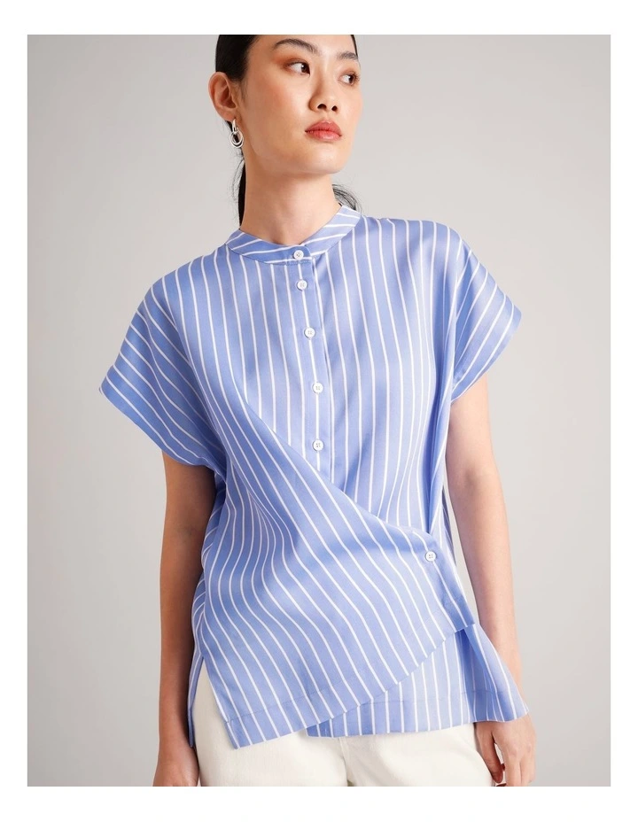 Lyocell Wrap Shirt in Cornflower image 5