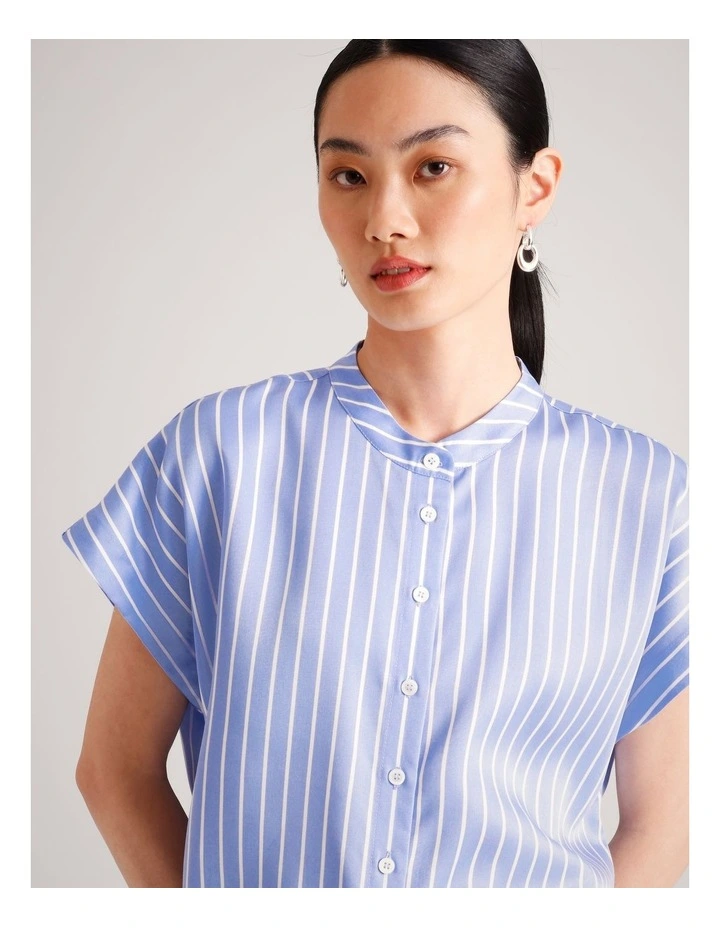 Lyocell Wrap Shirt in Cornflower image 7