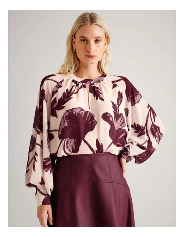 Volume Sleeve Blouse in Aubergine