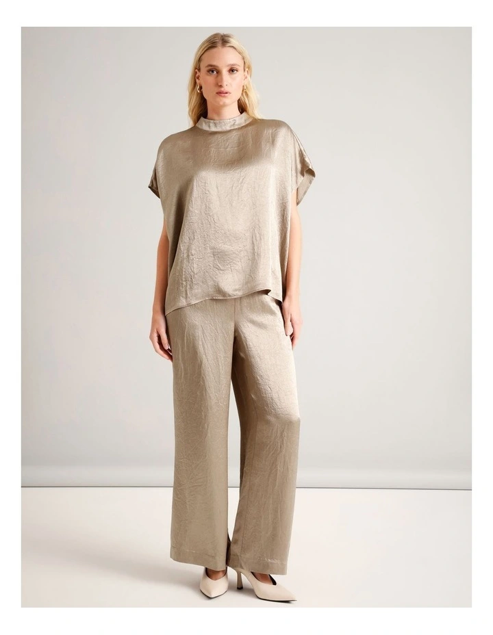 Crushed Acetate Relaxed Top in Taupe image 1