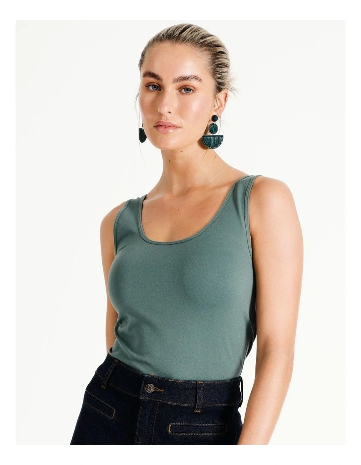 Seamfree Recycled Blend Tank In Khaki image 1