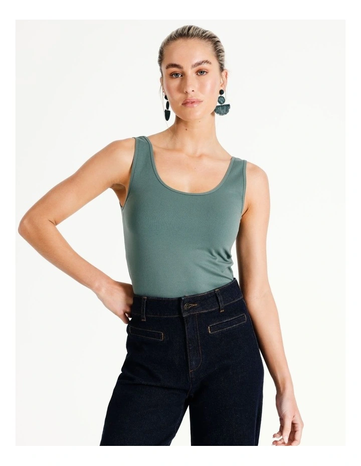Seamfree Recycled Blend Tank In Khaki image 3