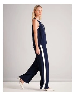Recycled Poly Contrast Side Pant in Navy
