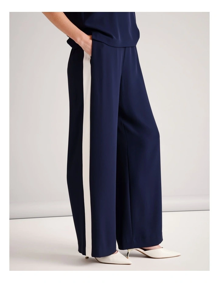 Recycled Poly Contrast Side Pant in Navy image 2