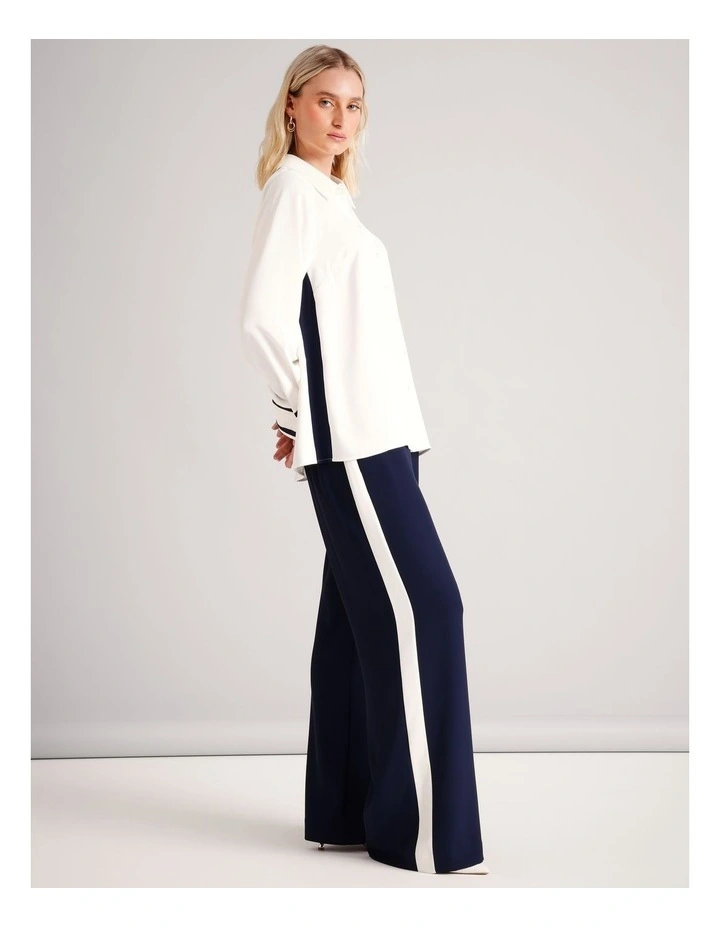 Recycled Poly Contrast Side Pant in Navy image 3