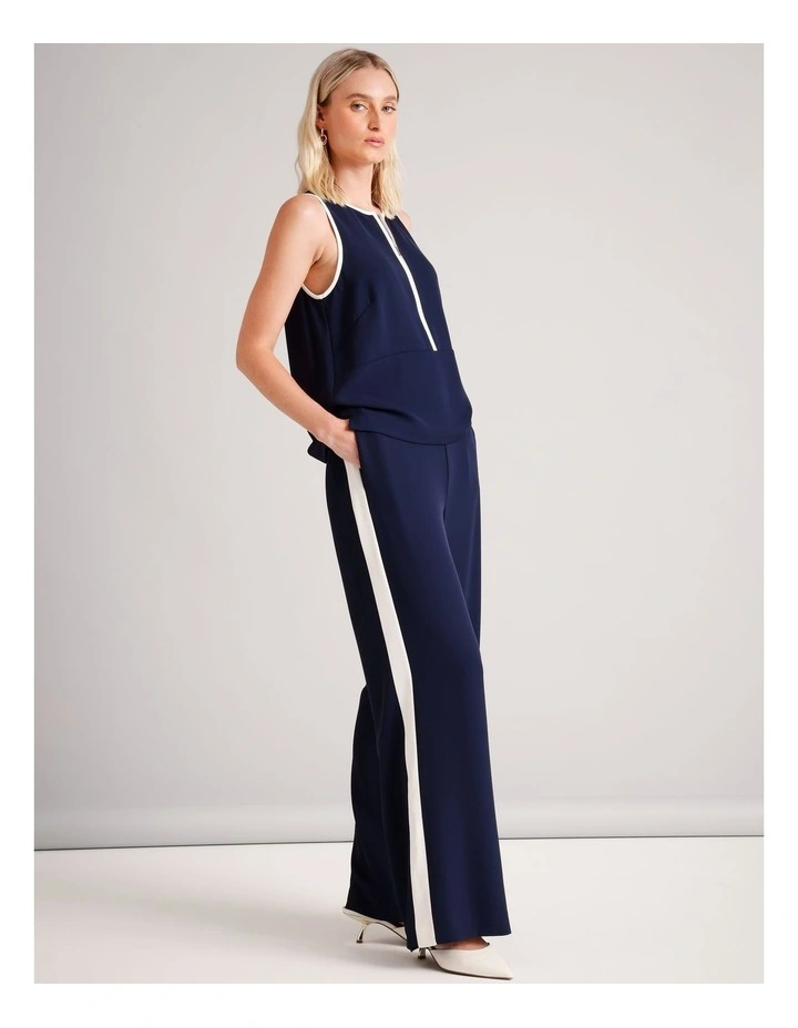 Recycled Poly Contrast Side Pant in Navy image 4