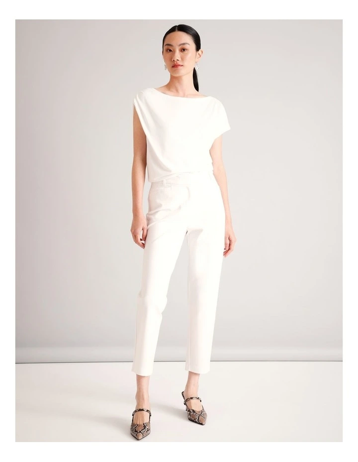 Organic Cotton Blend Cotton Sateen Pant in Ivory image 1