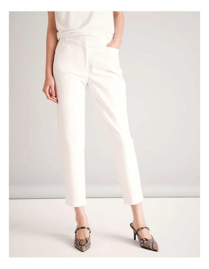 Organic Cotton Blend Cotton Sateen Pant in Ivory image 2