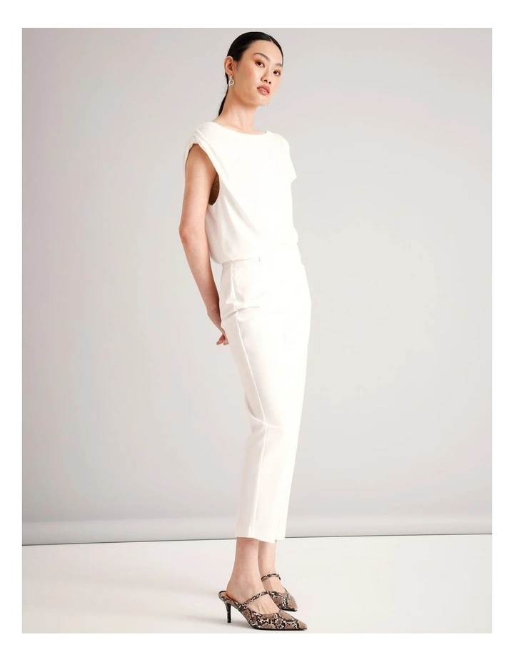 Organic Cotton Blend Cotton Sateen Pant in Ivory image 3