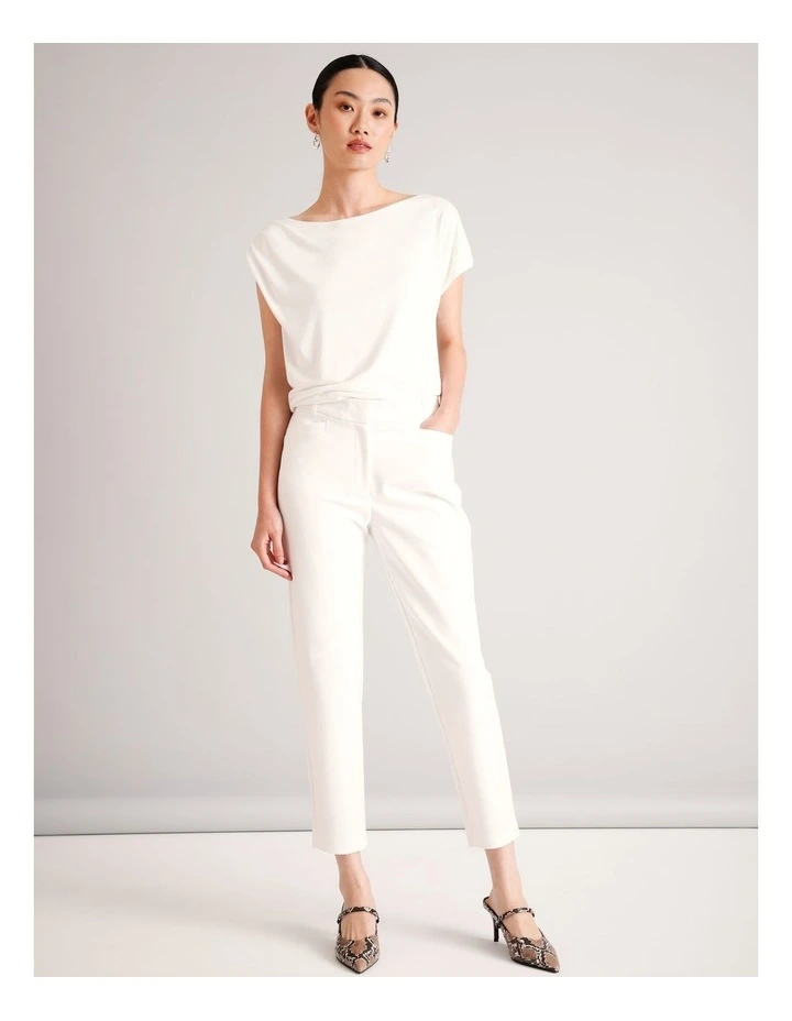 Organic Cotton Blend Cotton Sateen Pant in Ivory image 4