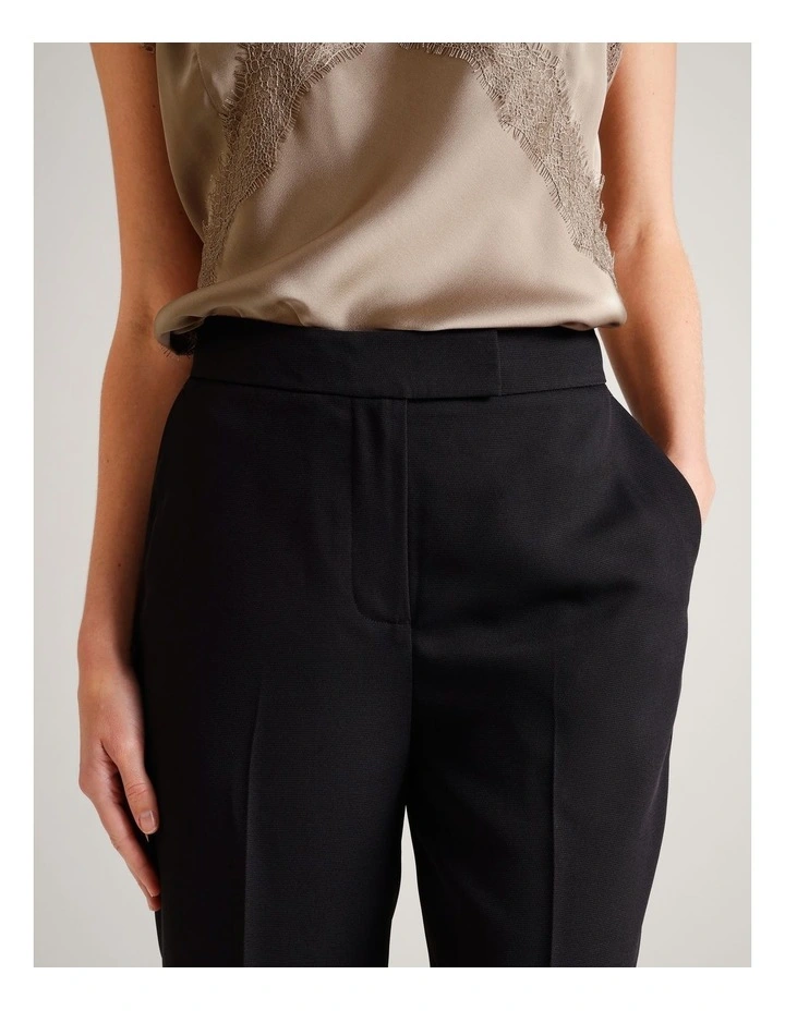 Textured Polyester Straight Leg Pant in Black image 4