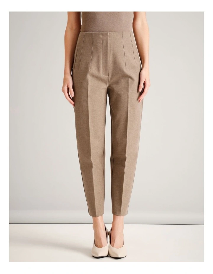 Recycled Polyester Blend Darted Tapered Pant in Taupe image 2