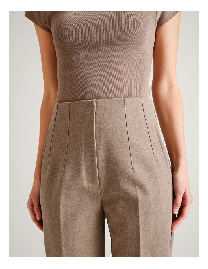 Recycled Polyester Blend Darted Tapered Pant in Taupe image 4