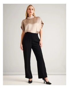 Recycled Poly Crepe Straight Leg in Black