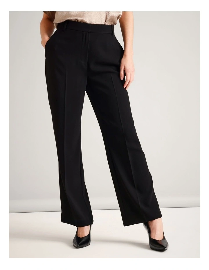 Recycled Poly Crepe Straight Leg in Black image 2
