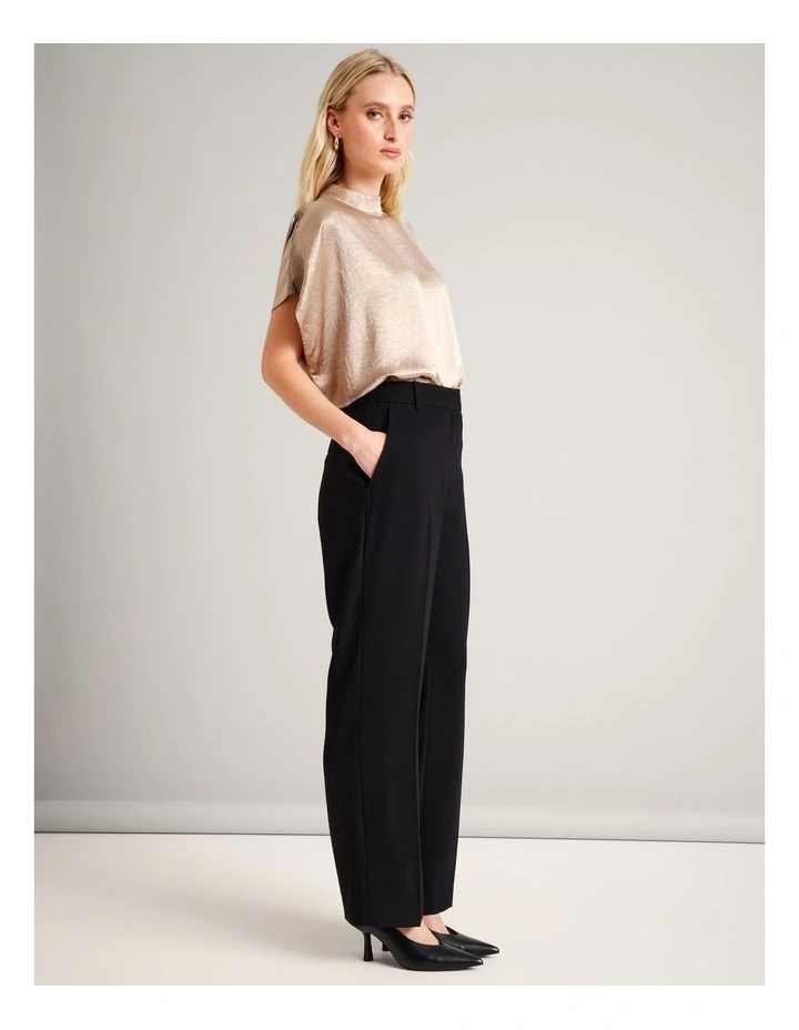 Recycled Poly Crepe Straight Leg in Black image 4