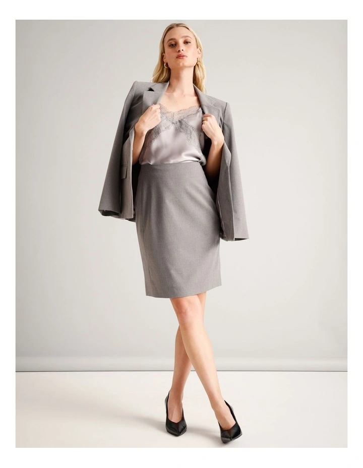High Waisted Pencil Skirt in Silver Grey image 1