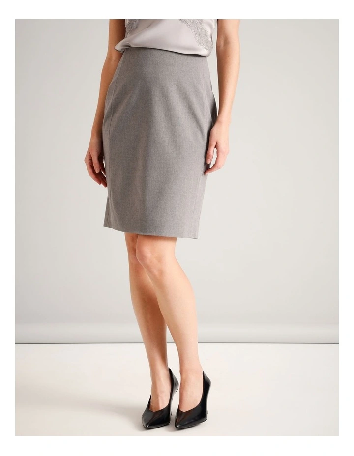 High Waisted Pencil Skirt in Silver Grey image 2