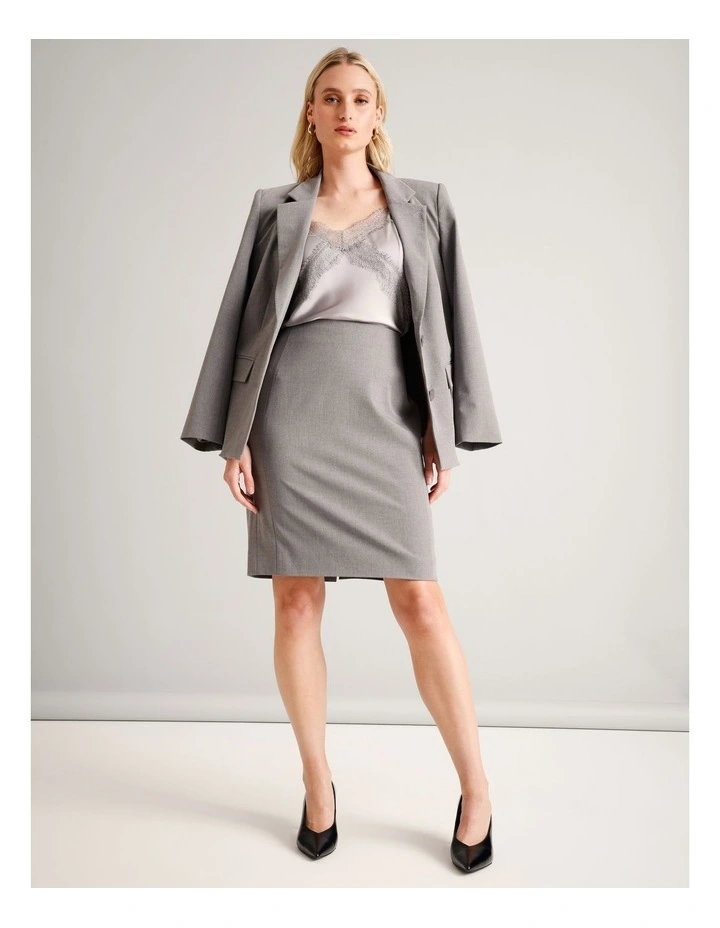High Waisted Pencil Skirt in Silver Grey image 3