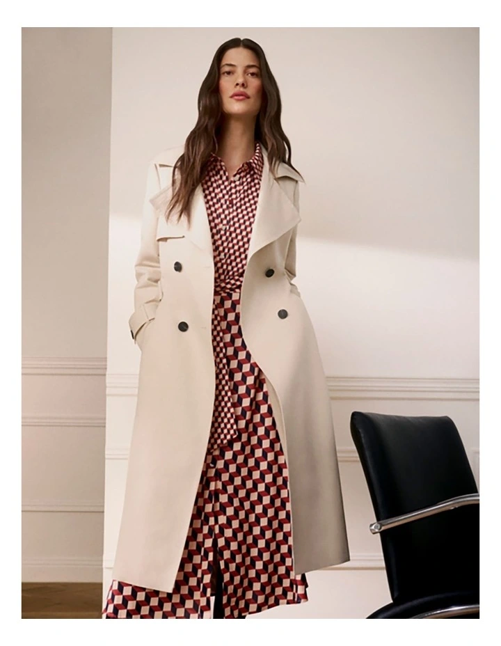 Tie Front Midi Shirt Dress in Multi image 2