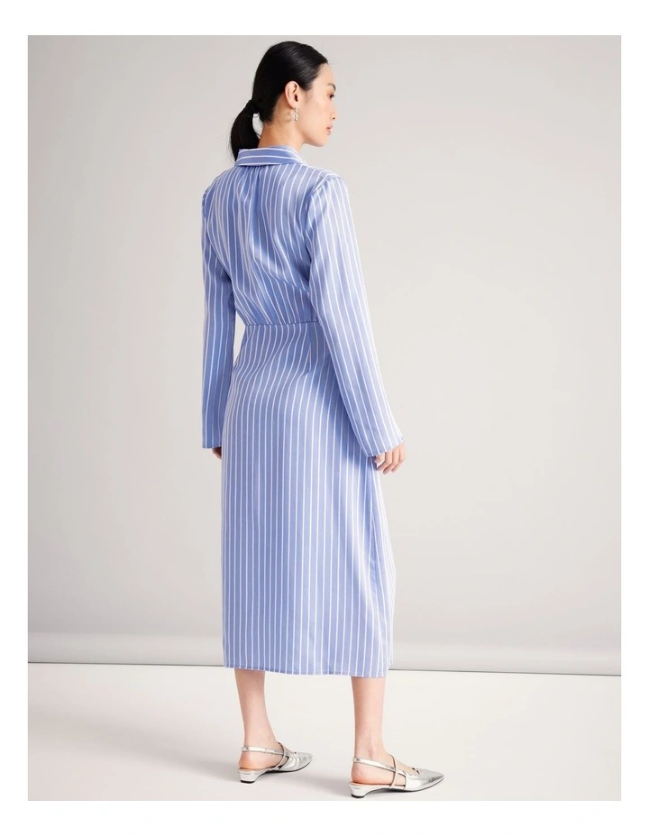 Lyocell Tie Waist Shirt Dress in Cornflower image 5