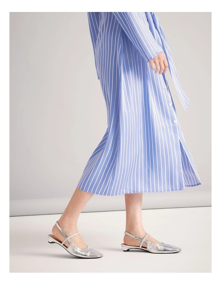 Lyocell Tie Waist Shirt Dress in Cornflower image 7