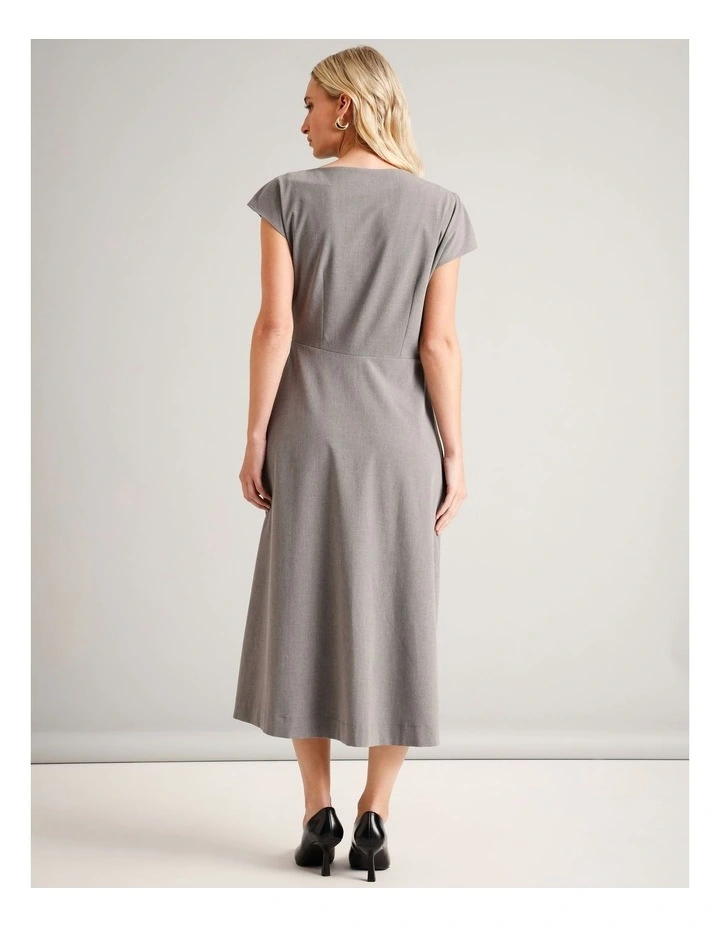 Gathered Waist Extended Sleeve Dress in Silver Grey image 6