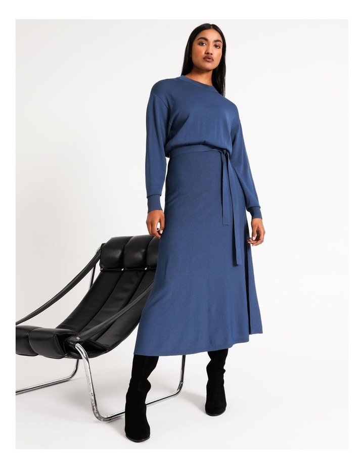 Milano Knit Midi Dress Smoke Blue